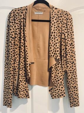 bagatelle Tan Leopard-Print Open Drape Jacket